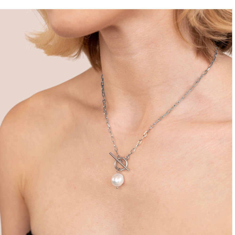 Eva Zoetwaterparel Zilveren Ketting
