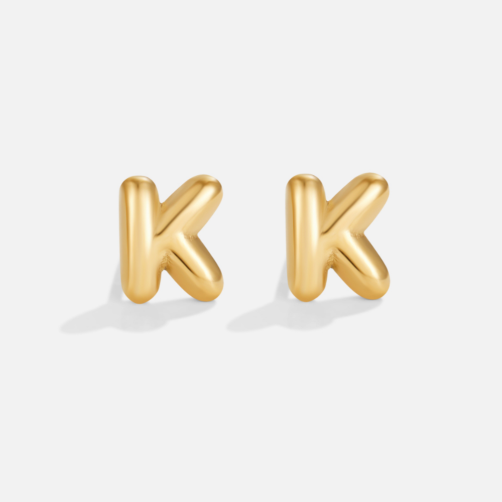 Gouden Bubble Letter Oorbellen