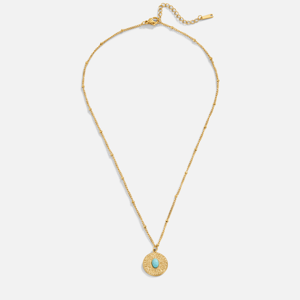 Turquoise Steen Coin Ketting