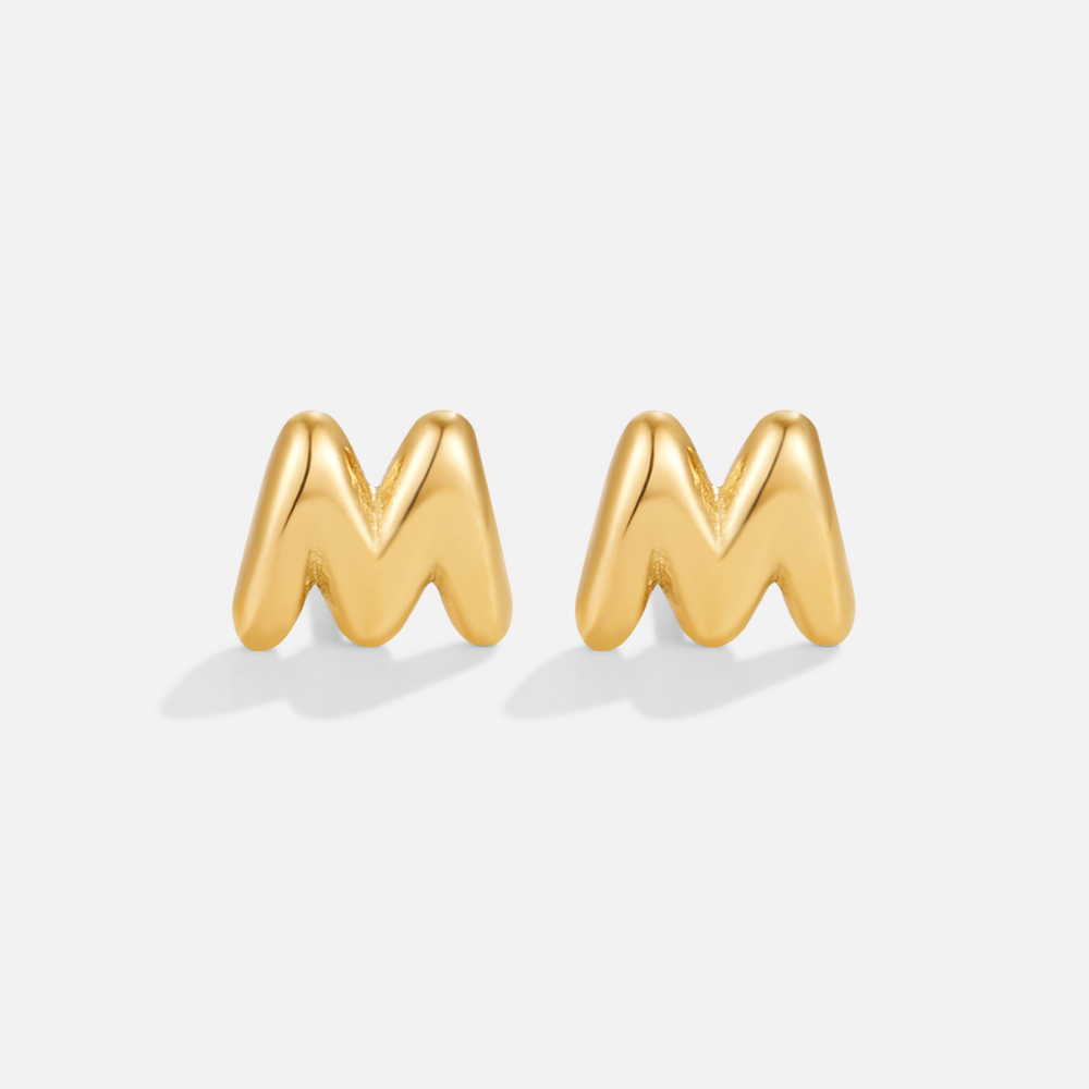 Gouden Bubble Letter Oorbellen