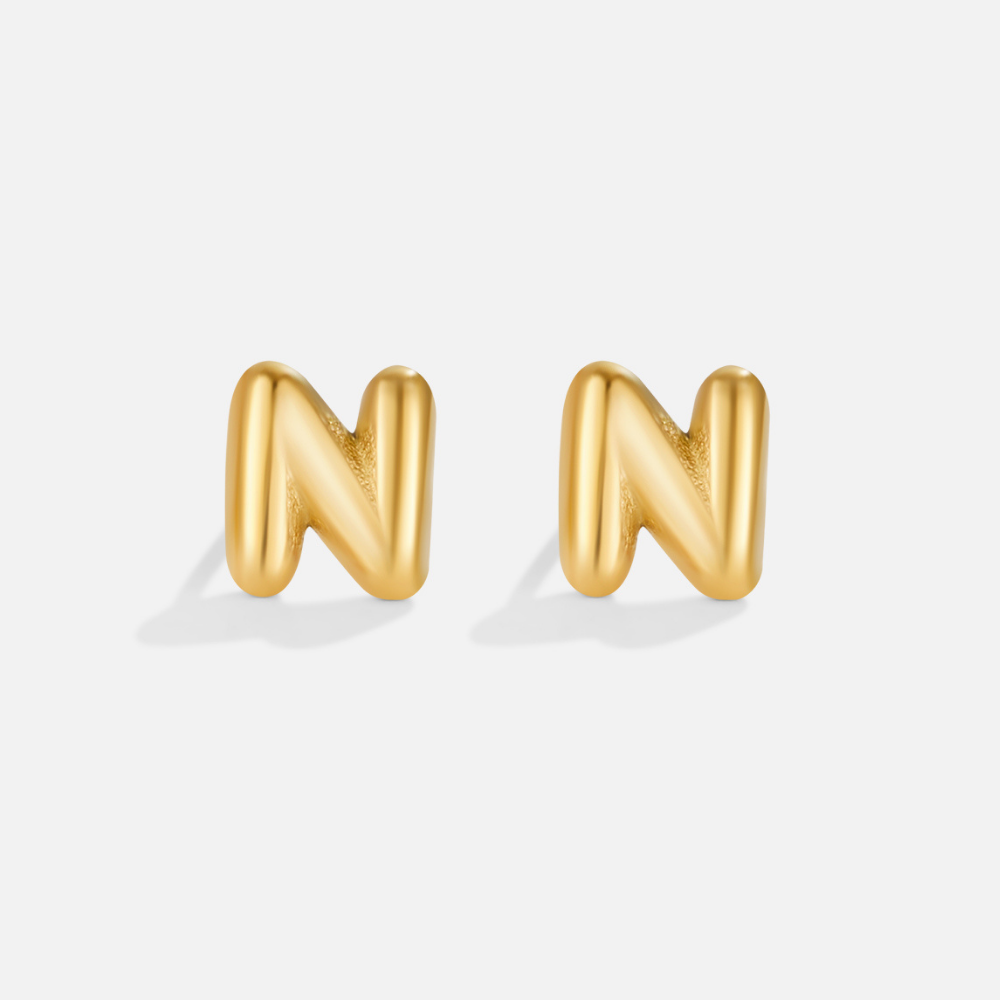 Gouden Bubble Letter Oorbellen