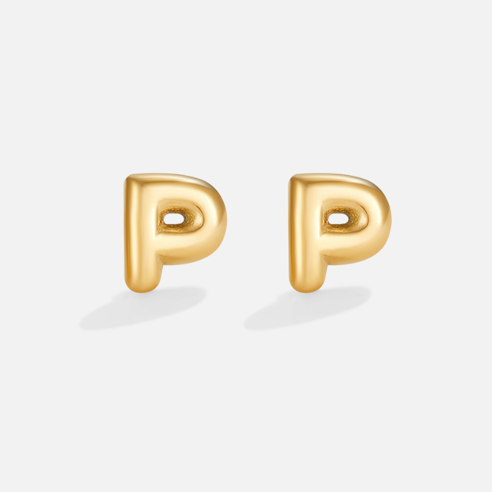 Gouden Bubble Letter Oorbellen