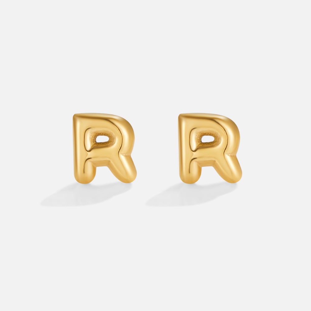 Gouden Bubble Letter Oorbellen