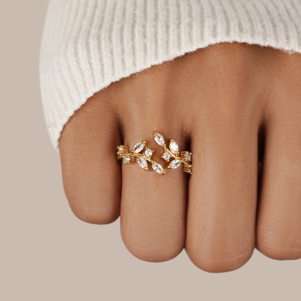18K Gouden Kristallen Vine Ring Secundaire afbeelding