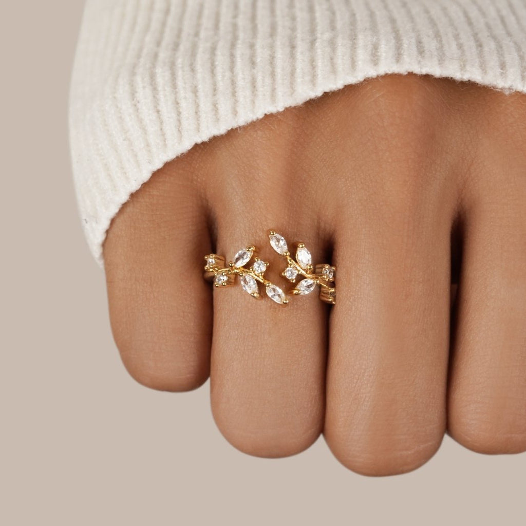 18K Gouden Kristallen Vine Ring