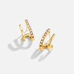 18K Gouden & Kristallen Claw Oorbellen