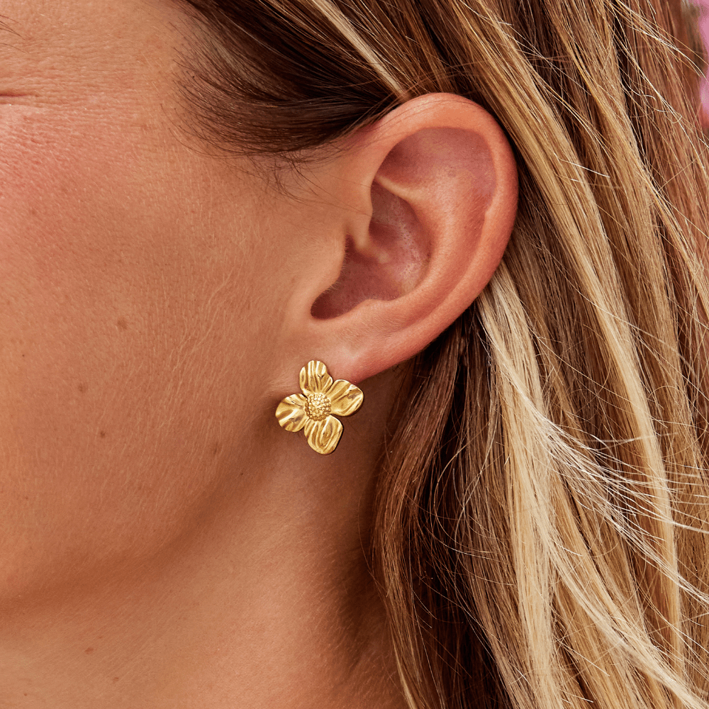 18K Gouden Flower Oorbellen