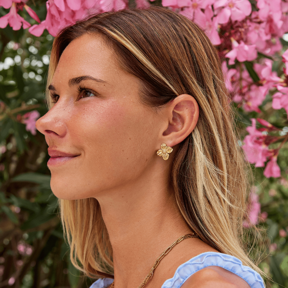18K Gouden Flower Oorbellen