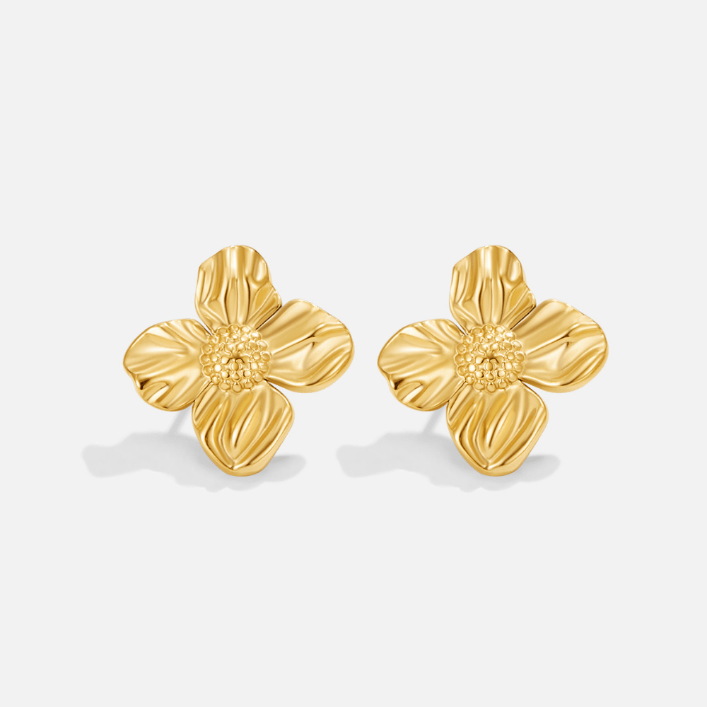 18K Gouden Flower Oorbellen