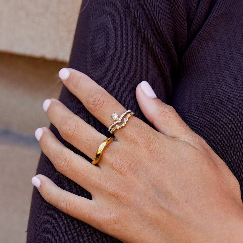 18K Gouden Lilly Kristallen Ring Secundaire afbeelding