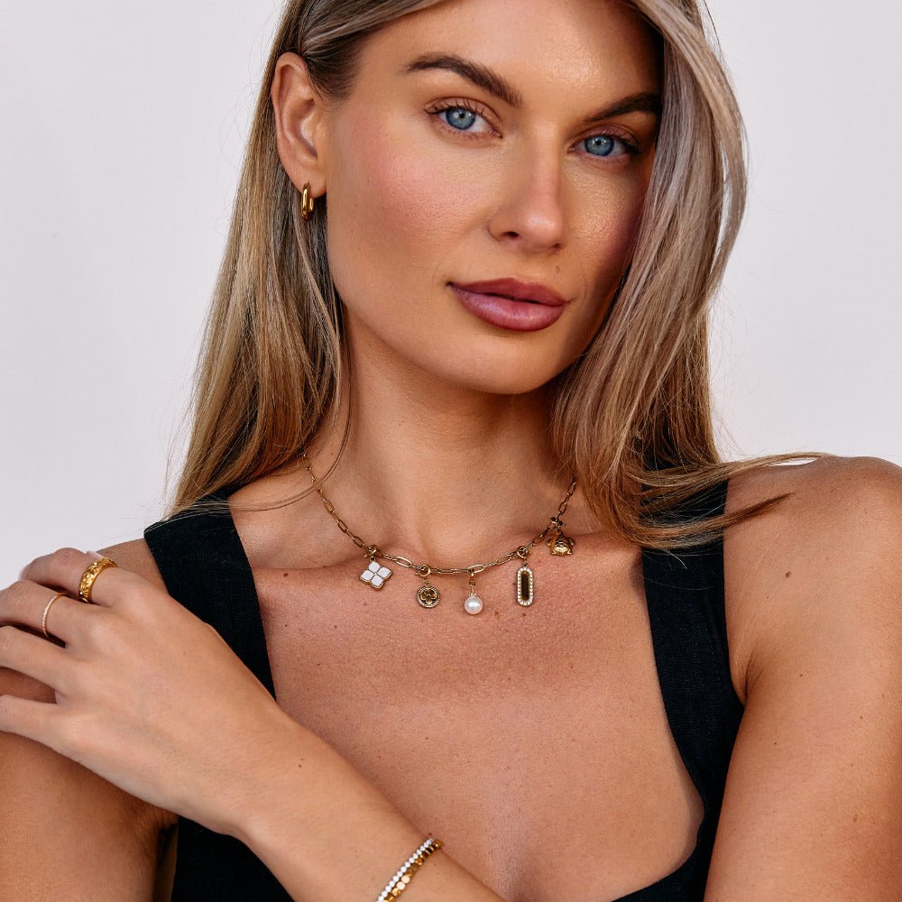 18K Gouden Paperclip Charm Ketting Secundaire afbeelding