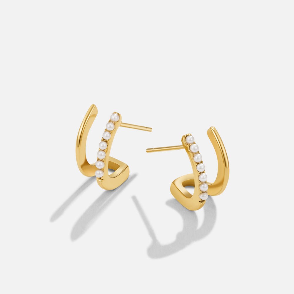 18K Gouden & Parel Claw Oorbellen