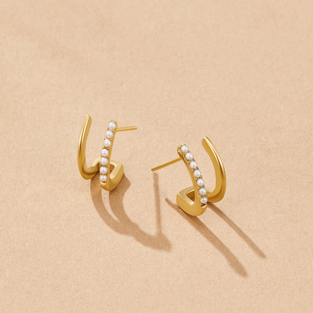 18K Gouden & Parel Claw Oorbellen