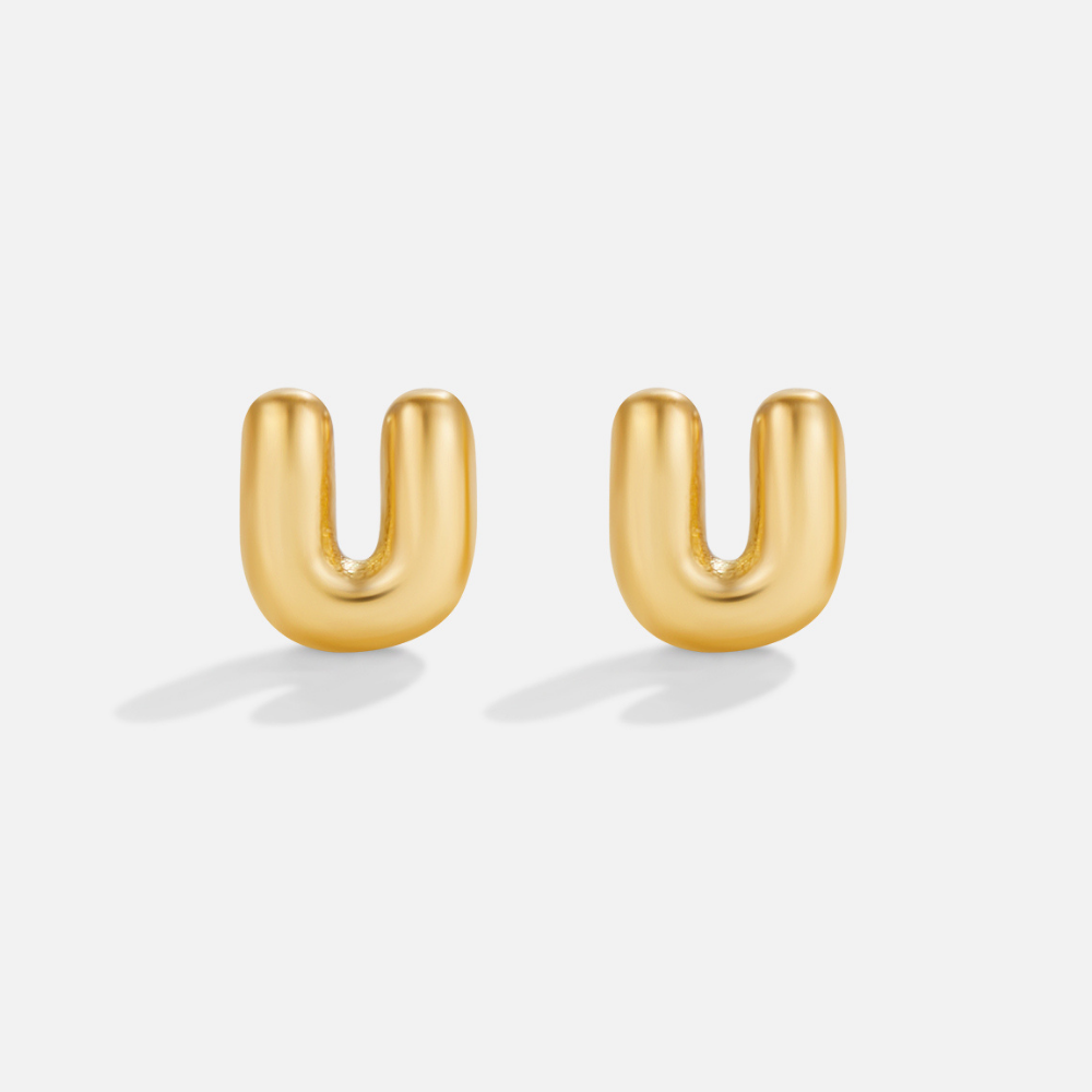 Gouden Bubble Letter Oorbellen