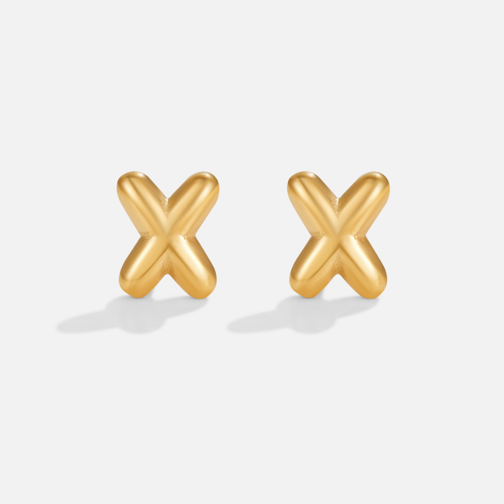 Gouden Bubble Letter Oorbellen
