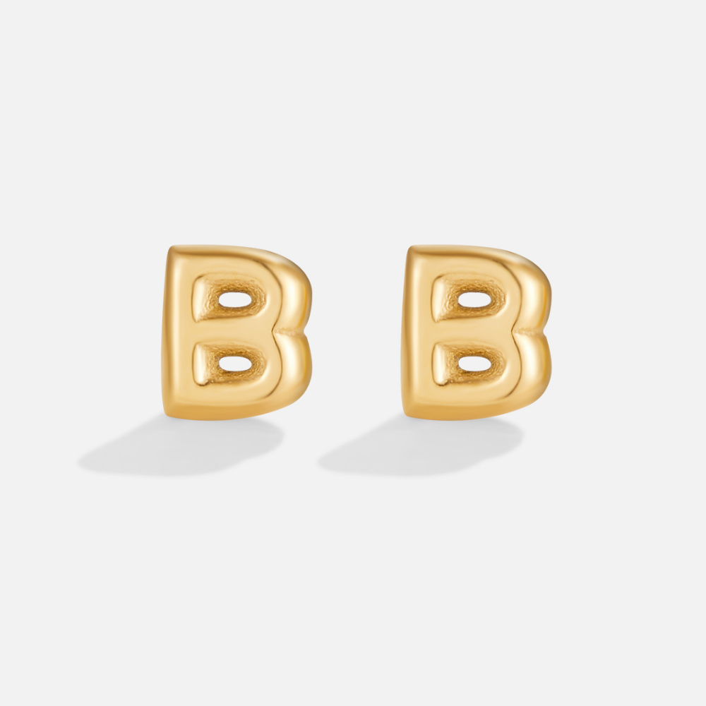 Gouden Bubble Letter Oorbellen