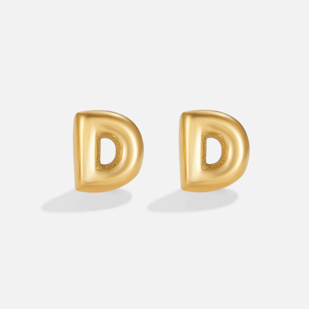 Gouden Bubble Letter Oorbellen