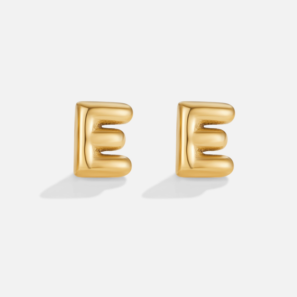 Gouden Bubble Letter Oorbellen