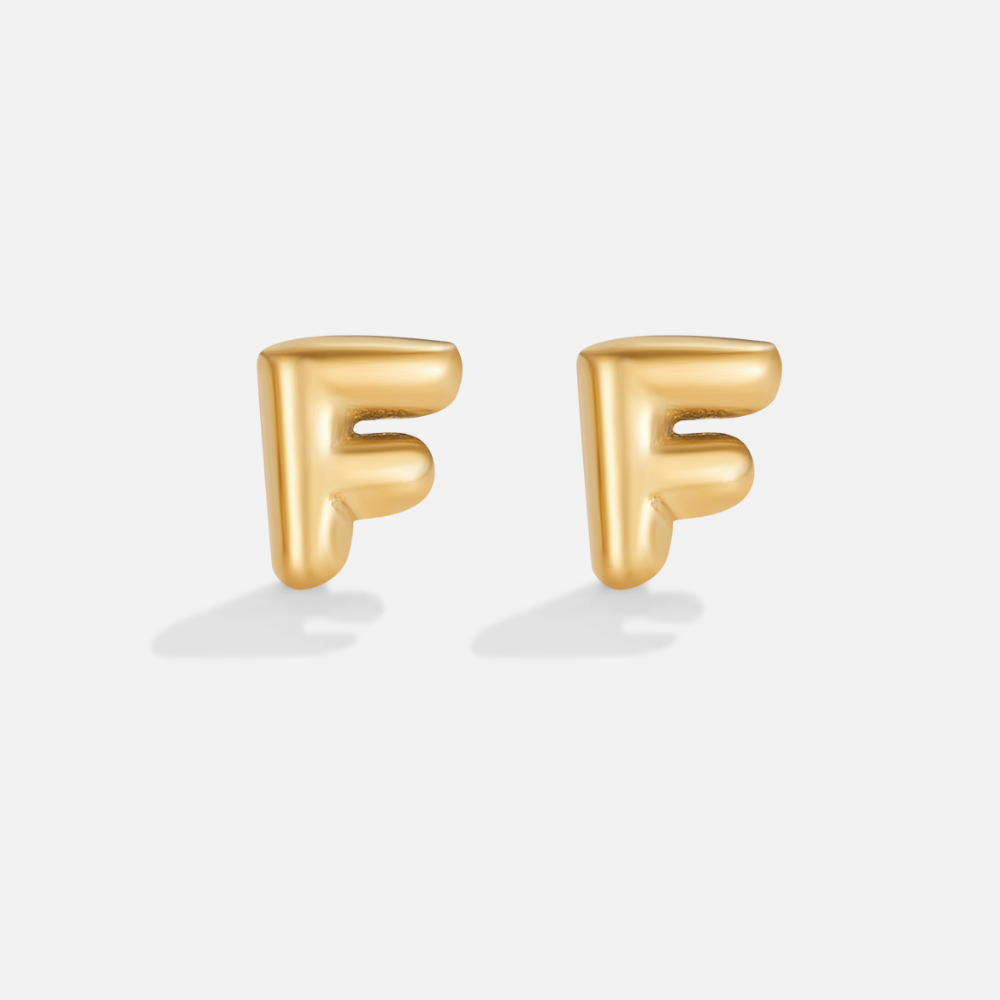 Gouden Bubble Letter Oorbellen