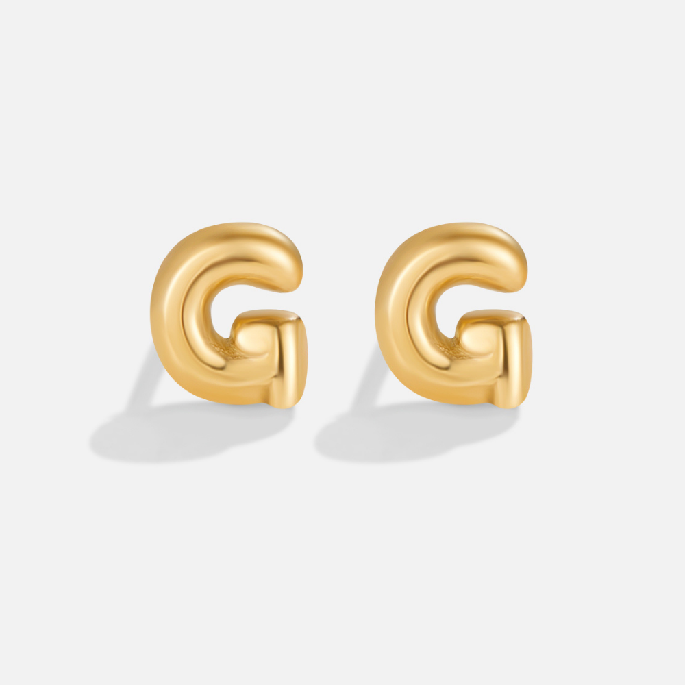Gouden Bubble Letter Oorbellen