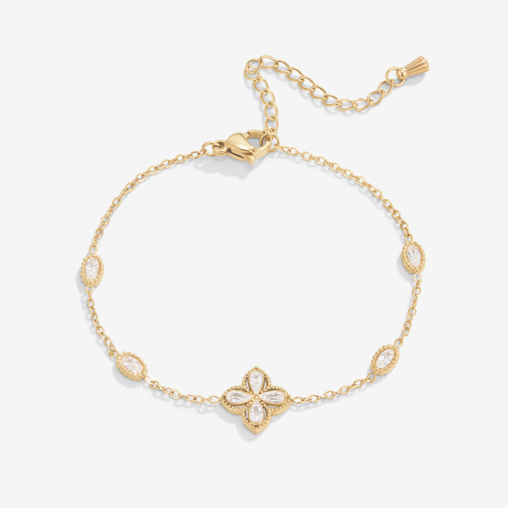 Gouden Four Leaf Clover Kristallen Armband