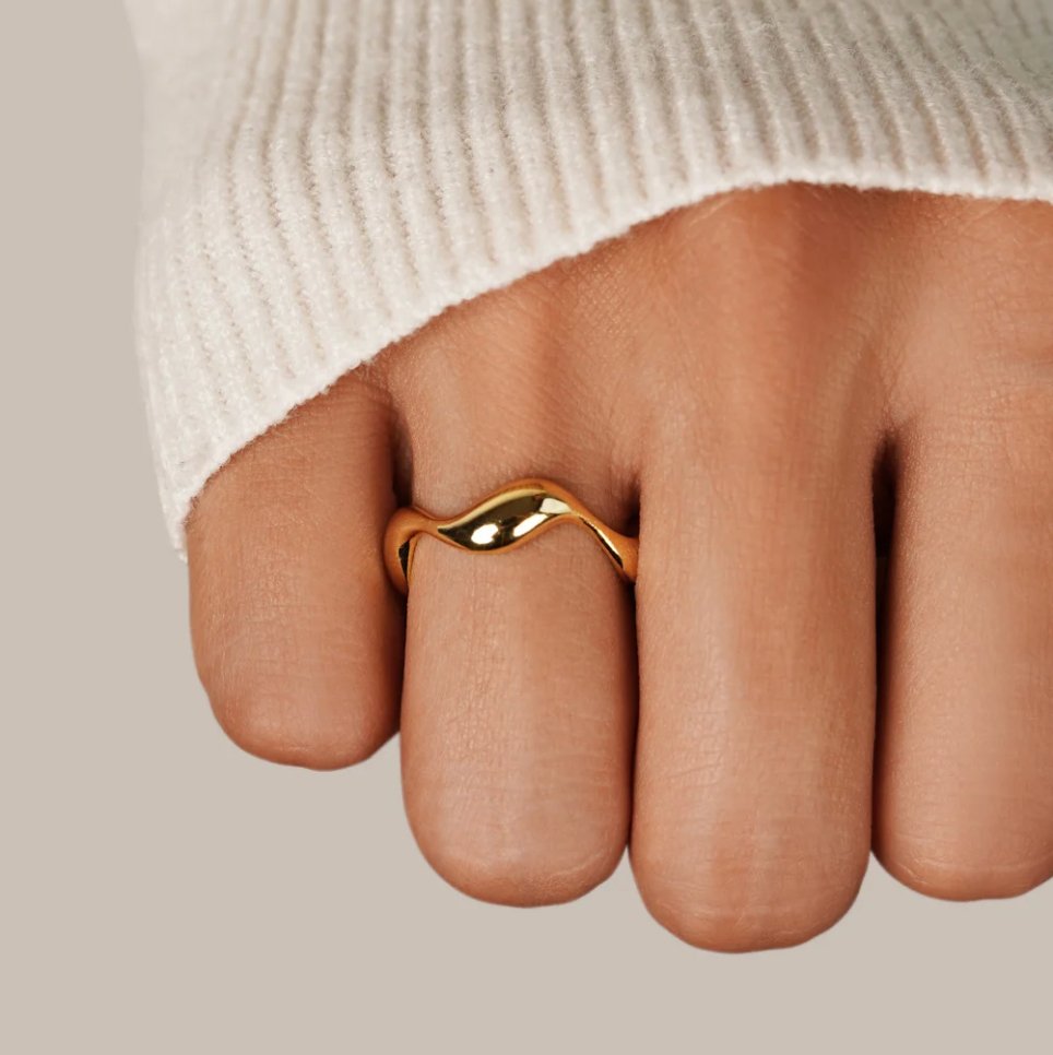 18K Gouden Wave Ring Secundaire afbeelding