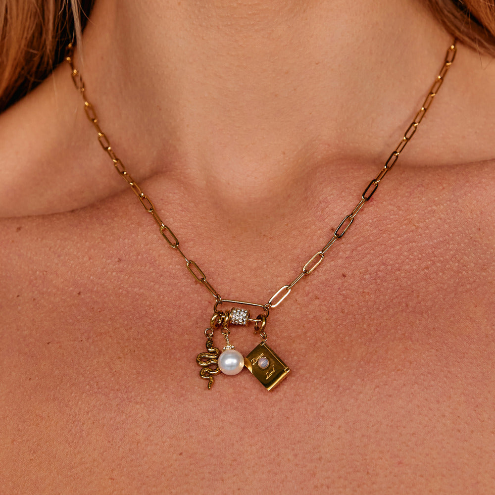 Gouden Kristallen Paperclip Charm Ketting