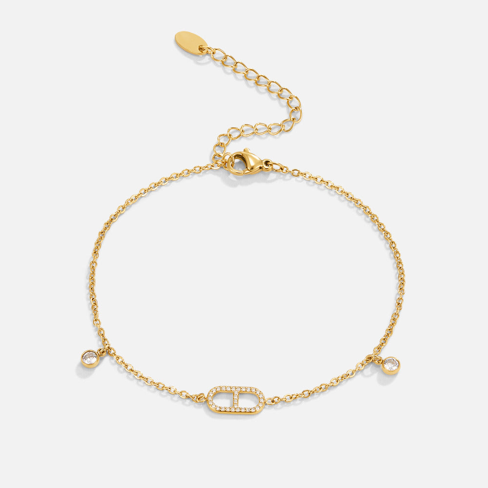 Eliza Gouden Kristallen Anklet