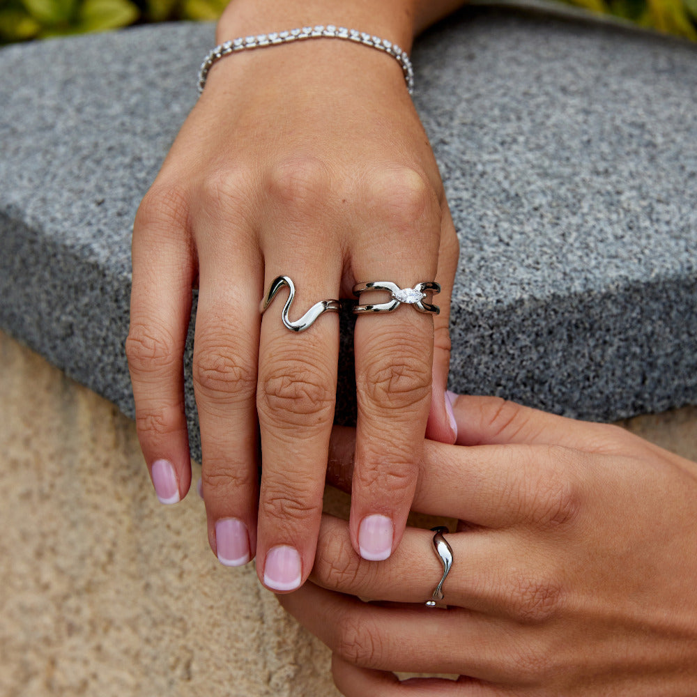 Eliza Zilveren Link Ketting Ring Secundaire afbeelding