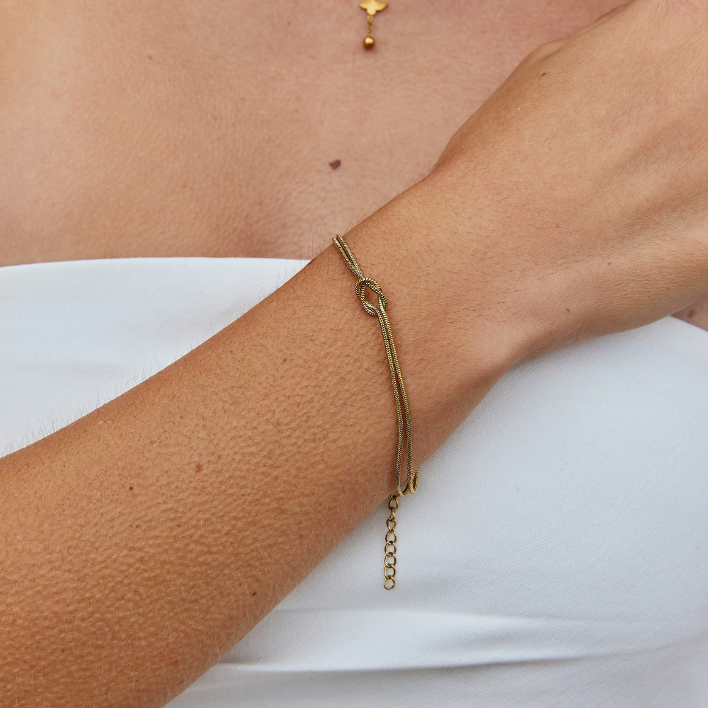 Geknoopte Gouden Ketting Armband
