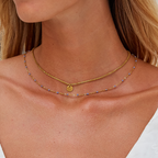 Lia Gelaagde Gouden Coin Bead Ketting