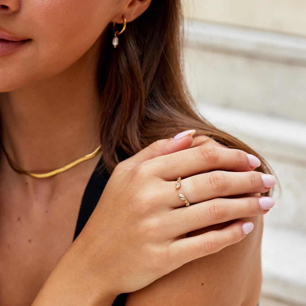 Lily Kristallen Gouden Vine Ring
