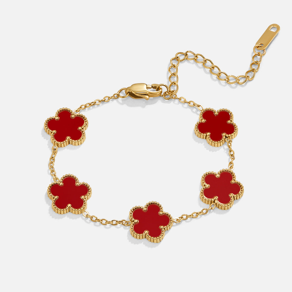 Lucky Rode Clover Leaf Armband