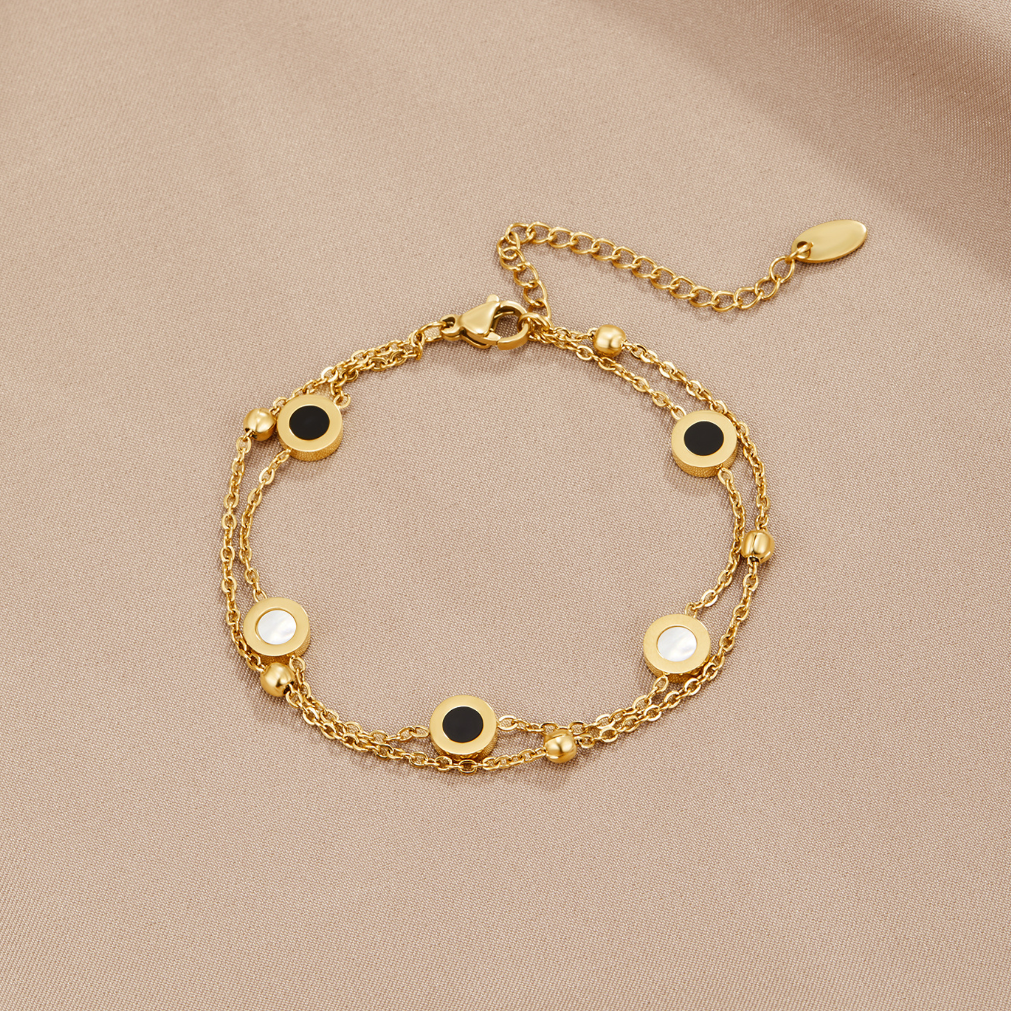 Onyx & White Stone Armband Hoofdafbeelding