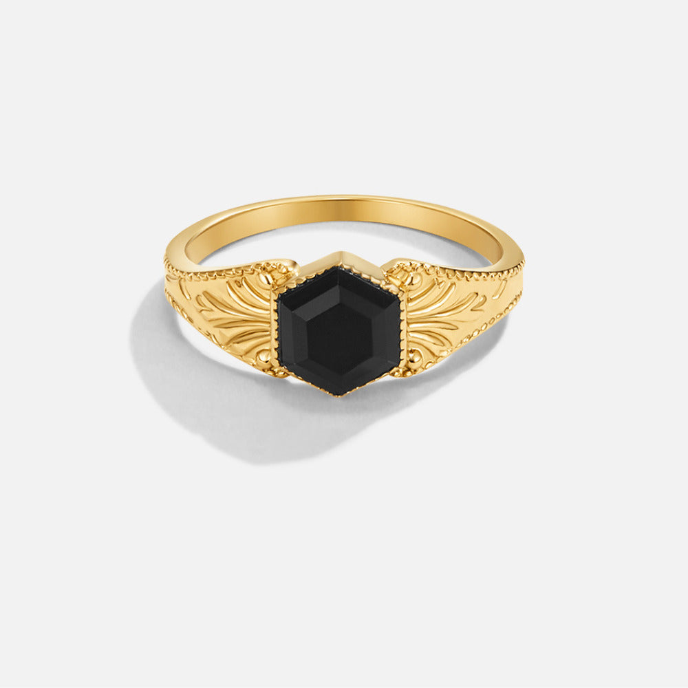 Gouden Phoenix Zwarte Onyx Ring