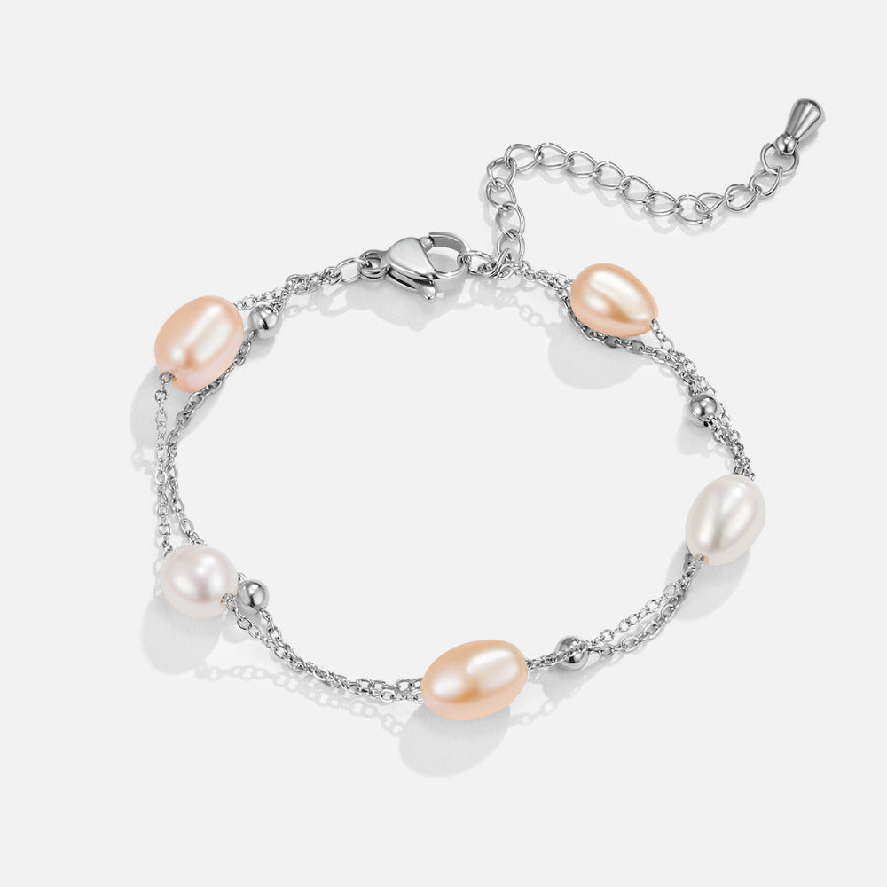 Zilveren Freshwater Parel Gelaagde Armband