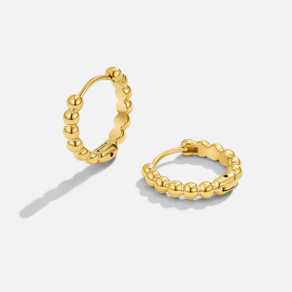 Soraya Gouden Bead Ronde Oorbellen