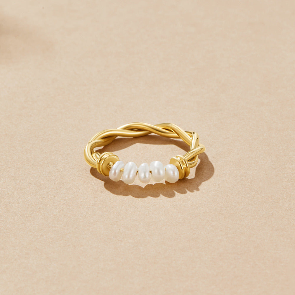 Twisted Klassieke Freshwater Parel Ring Hoofdafbeelding