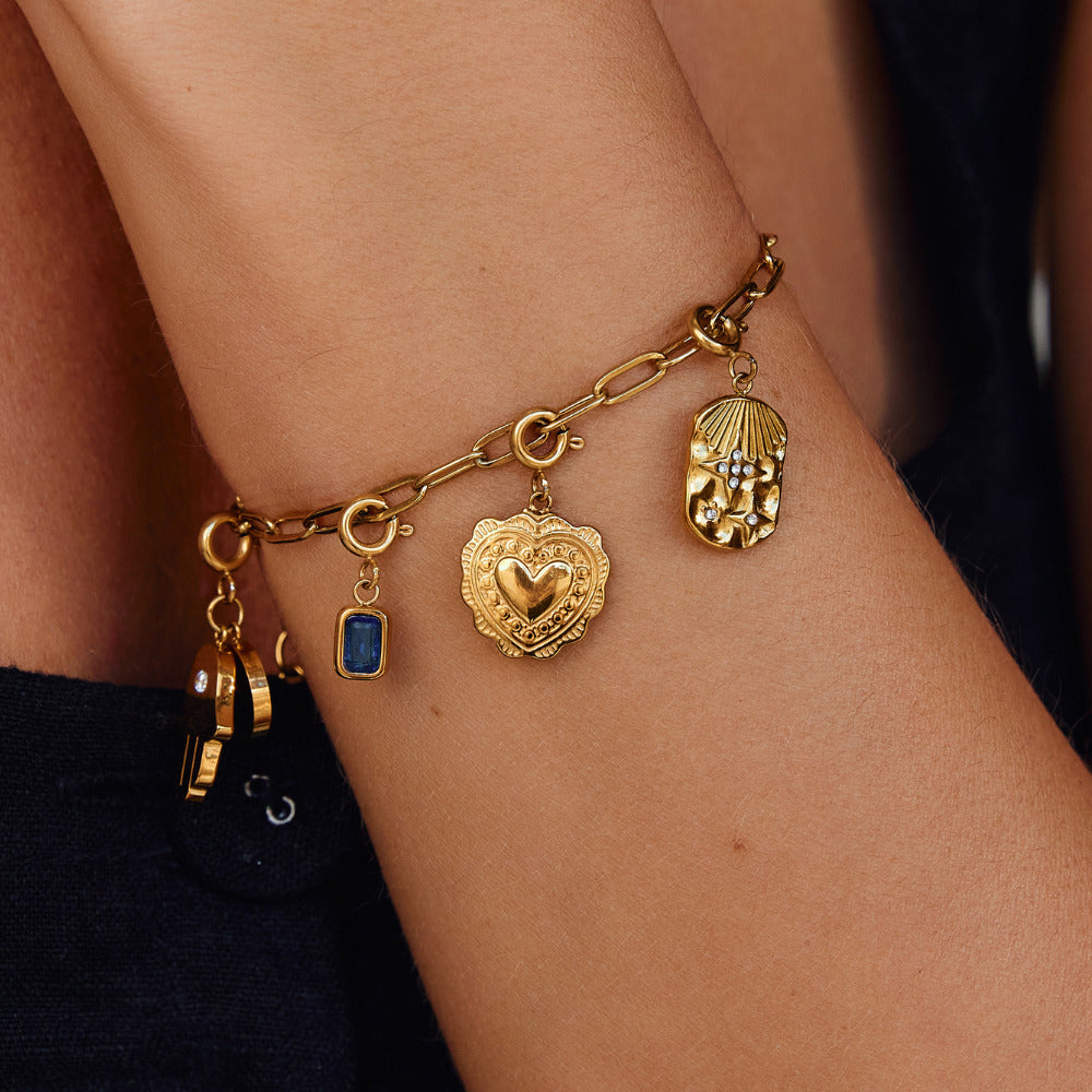 Vintage Gouden Hart Charm Secundaire afbeelding