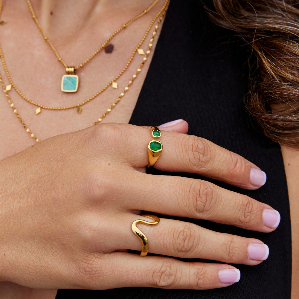 Vintage Groene Emerald Wikkel Ring