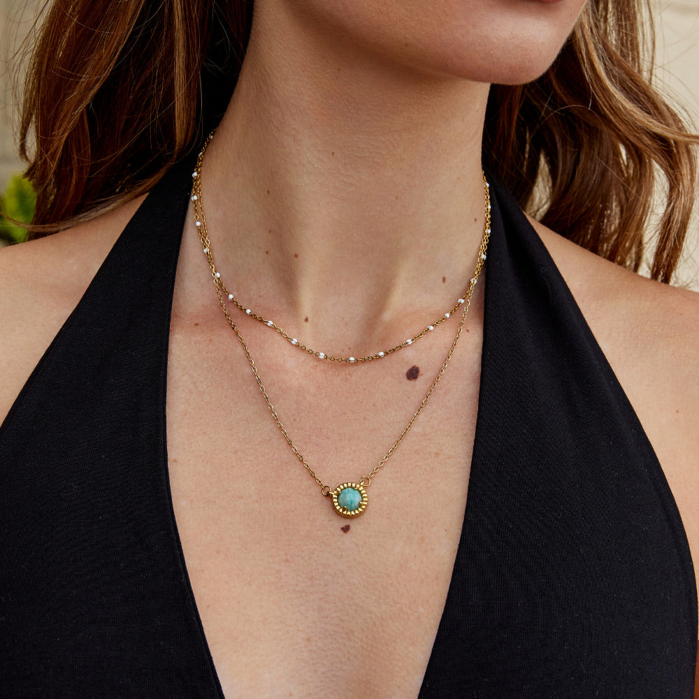 Vintage Round Amazonite Ketting Secundaire afbeelding