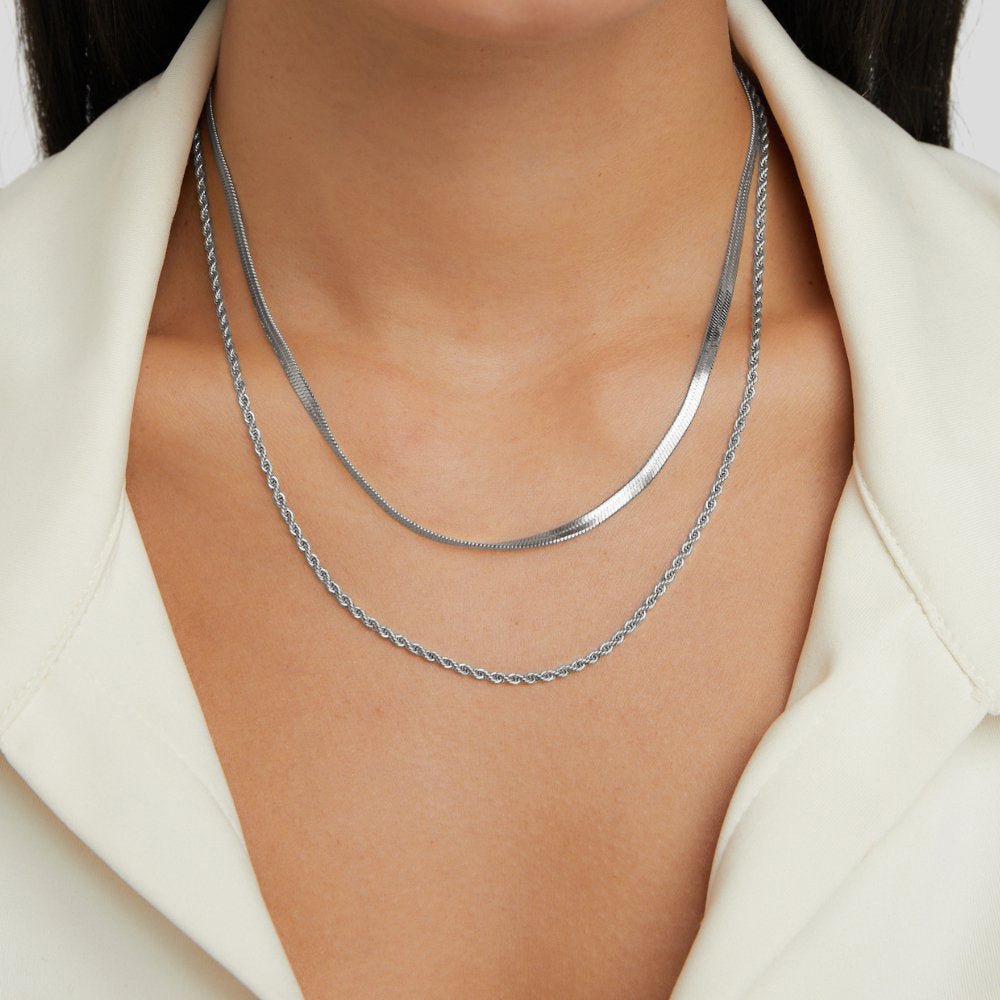 Alexandra Zilveren Gelaagde Ketting Secundaire afbeelding