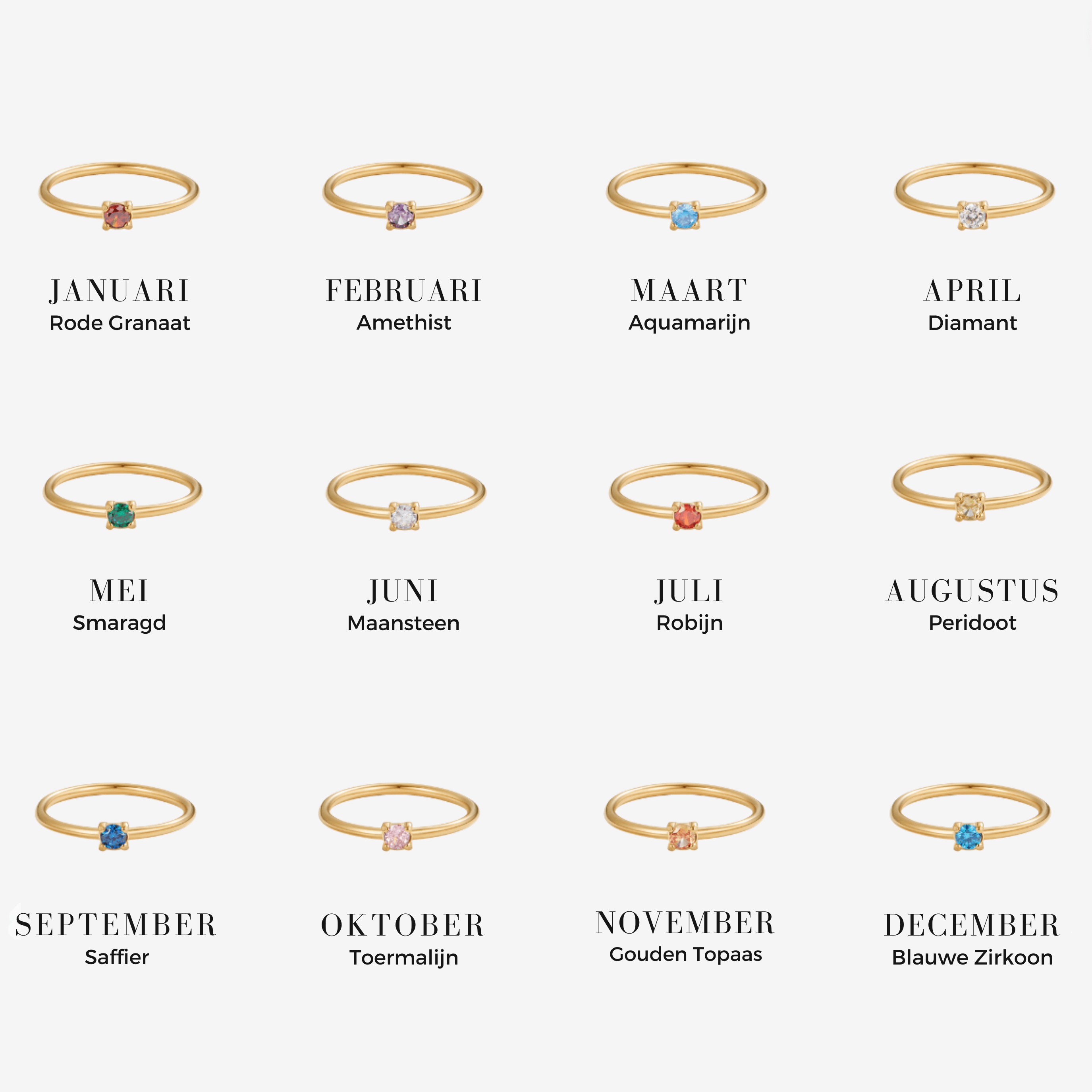 Geboortesteen 18K Gouden Ring