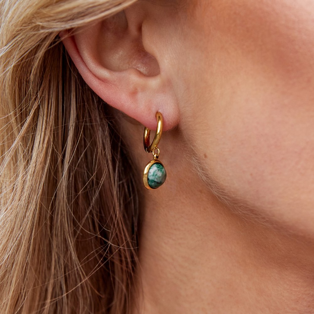Amelia Green Stone Ronde Oorbellen Secundaire afbeelding