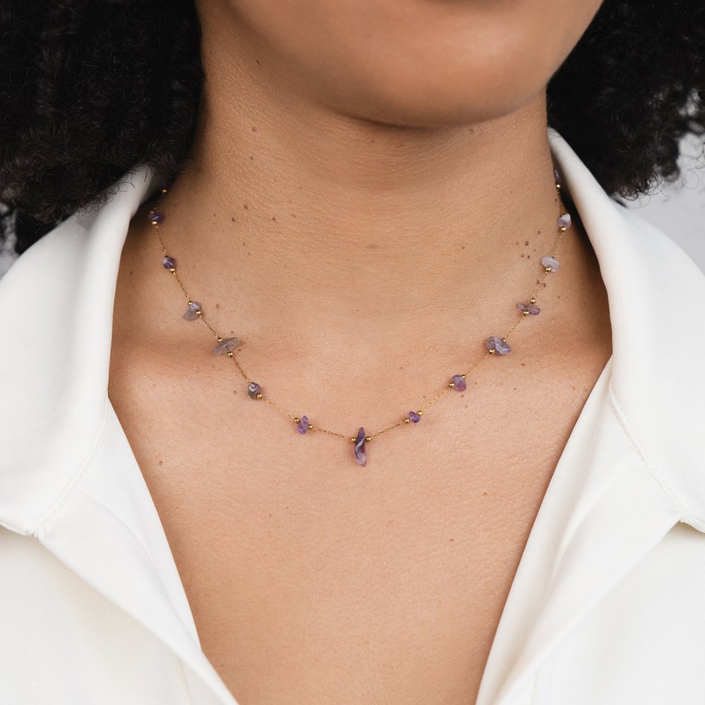 Amethyst Kristallen Bead Ketting Secundaire afbeelding