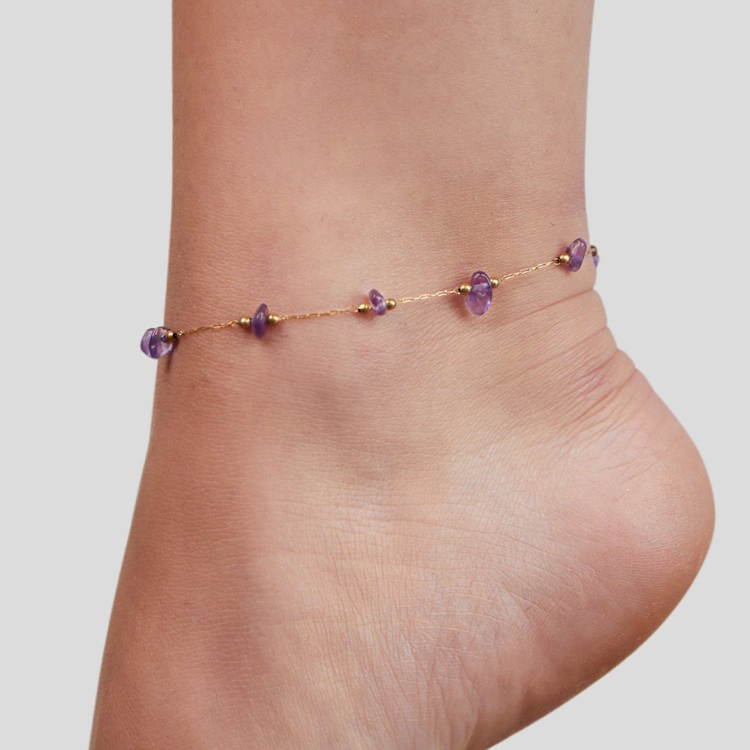 Amethyst Stone Anklet Secundaire afbeelding
