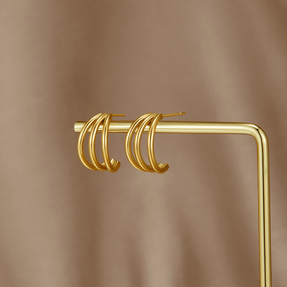 Anaya Triple Gouden Ronde Oorbellen