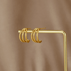 Anaya Triple Gouden Ronde Oorbellen