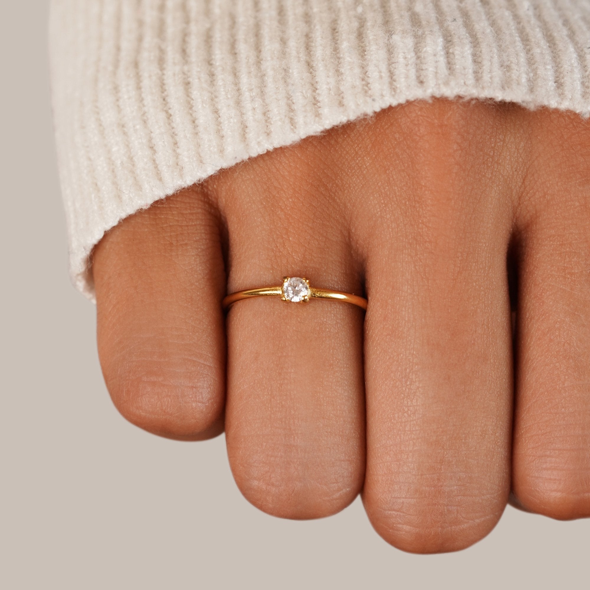 April Birthstone 18K Gouden Ring Secundaire afbeelding