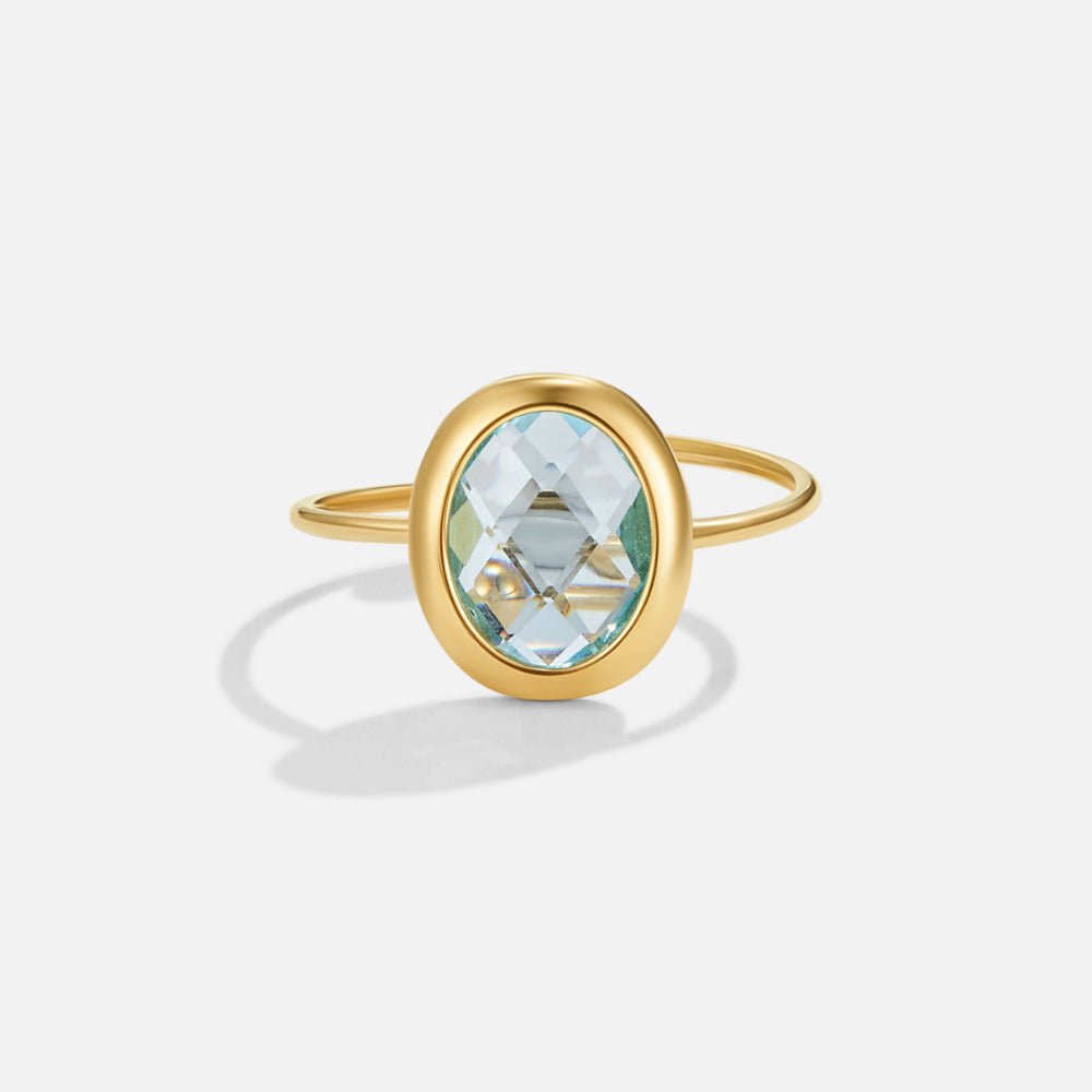 Aquamarine Kristallen Gouden Ring Hoofdafbeelding